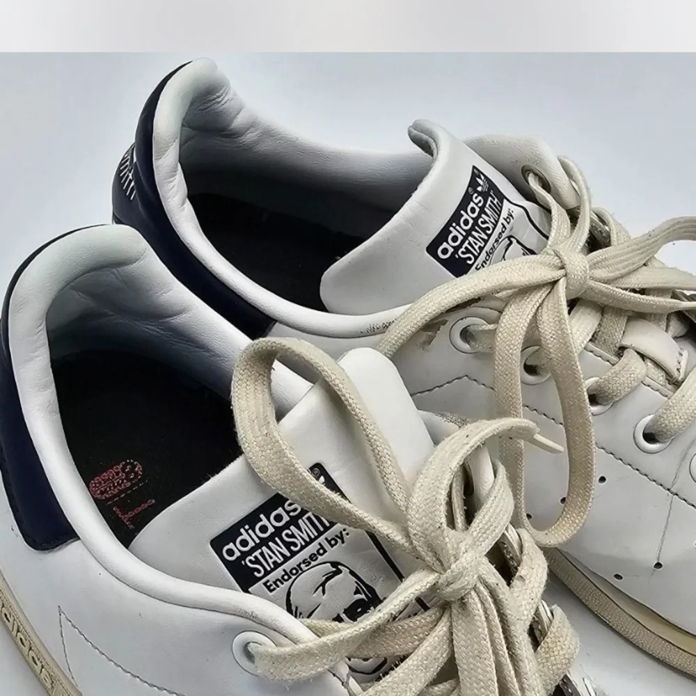 Adidas Stan Smith White and Blue Men's Sneakers, Size 10.5